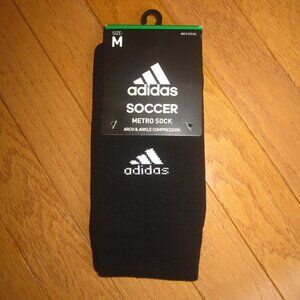 Adidas Metro Soccer Socks Arch Ankle Compression Unisex Size Medium Black NEW
